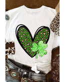 Azura Exchange Leopard Heart Shaped Print Crewneck Graphic Tee