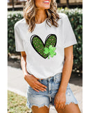 Azura Exchange Leopard Heart Shaped Print Crewneck Graphic Tee