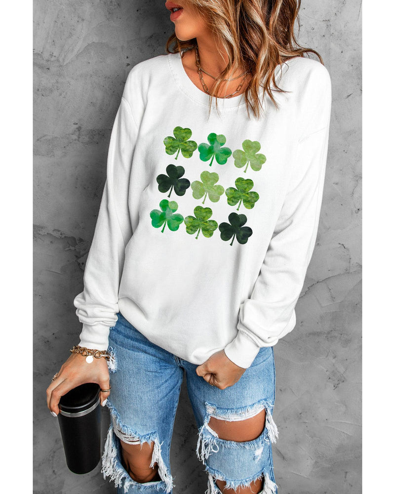 Azura Exchange Clover Print Long Sleeve Sweatshirt - L