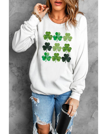 Azura Exchange Clover Print Long Sleeve Sweatshirt - L