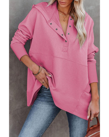 Azura Exchange Batwing Sleeve Pocketed Henley Hoodie - 2XL