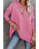 Azura Exchange Batwing Sleeve Pocketed Henley Hoodie - XL