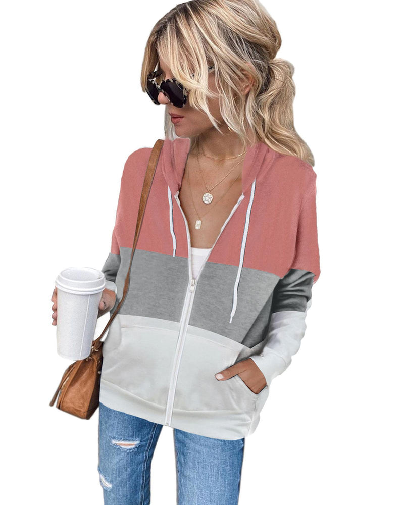 Azura Exchange Color Block Drawstring Hoodie - L