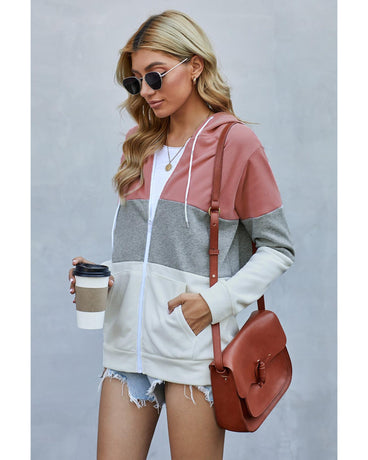 Azura Exchange Color Block Drawstring Hoodie - L