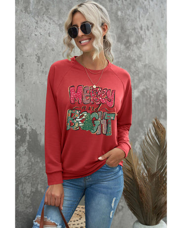 Azura Exchange Merry and Bright Xmas Tree Sweatshirt - L