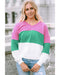 Azura Exchange Color Block Ribbed V-Neck Sweatshirt - L