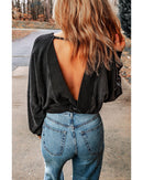 Azura Exchange Acid Wash Open Back Sweatshirt - M