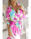 Azura Exchange Floral Print Lace-up Tunic Shirt - L