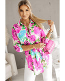 Azura Exchange Floral Print Lace-up Tunic Shirt - L