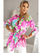 Azura Exchange Floral Print Lace-up Tunic Shirt - L