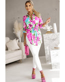 Azura Exchange Floral Print Lace-up Tunic Shirt - XL