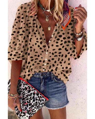 Azura Exchange Leopard Print Casual Shirt - M