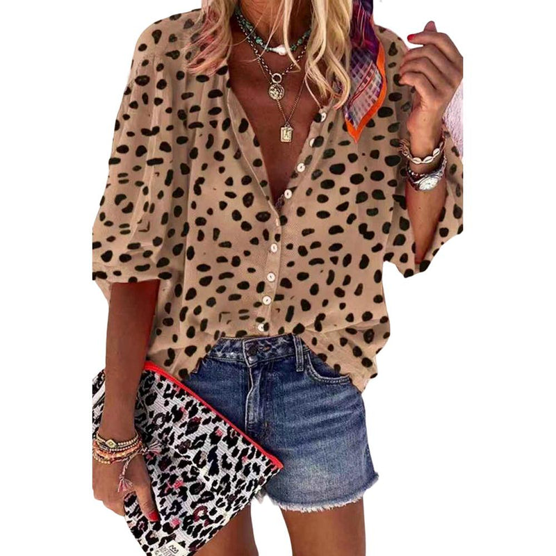 Azura Exchange Leopard Print Casual Shirt - M