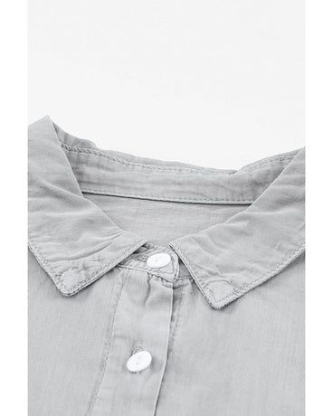 Azura Exchange Denim Shirt with Turn-down Collar - M