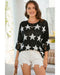 Azura Exchange Half Sleeve Distressed Knit Top with Star Print - L