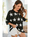 Azura Exchange Half Sleeve Distressed Knit Top with Star Print - L