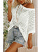 Azura Exchange Fishnet Knit Ribbed Short Sleeve Sweater Tee - M