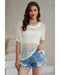 Azura Exchange Fishnet Knit Ribbed Short Sleeve Sweater Tee - M