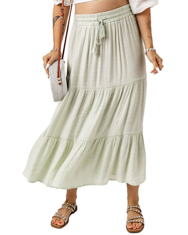 Azura Exchange High Waist Tiered Long Skirt - L