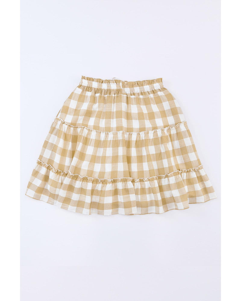 Azura Exchange Plaid Print Ruffle Tiered Mini Skirt - M