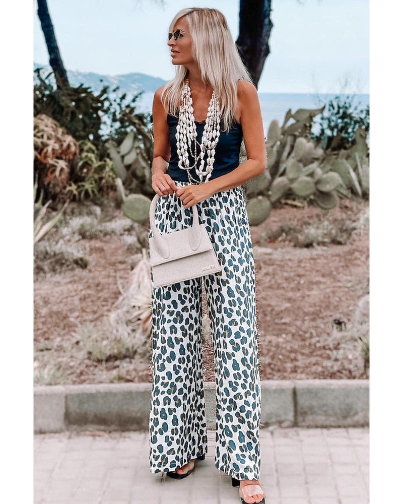 Azura Exchange Leopard Print Wide Leg Pants - L