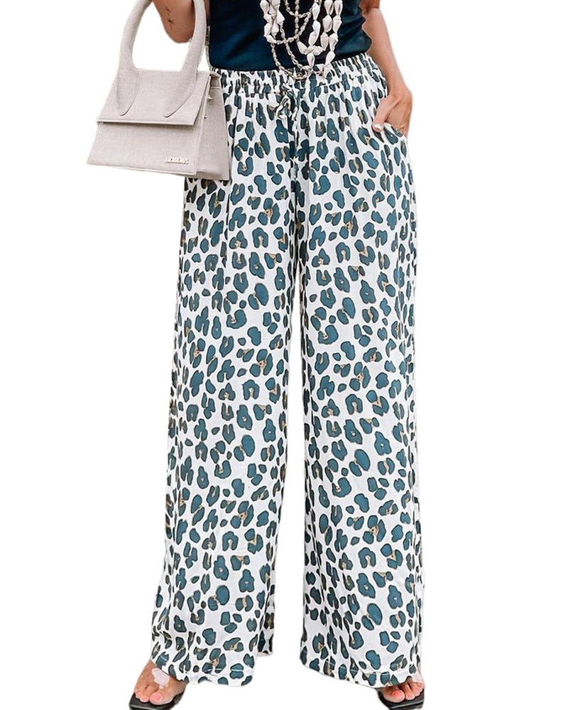 Azura Exchange Leopard Print Wide Leg Pants - L