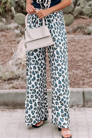 Azura Exchange Leopard Print Wide Leg Pants - M