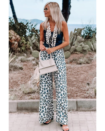 Azura Exchange Leopard Print Wide Leg Pants - M