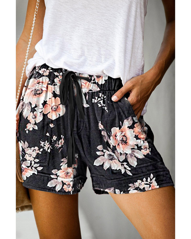 Azura Exchange Print Drawstring Casual Elastic Waist Pocketed Shorts - S