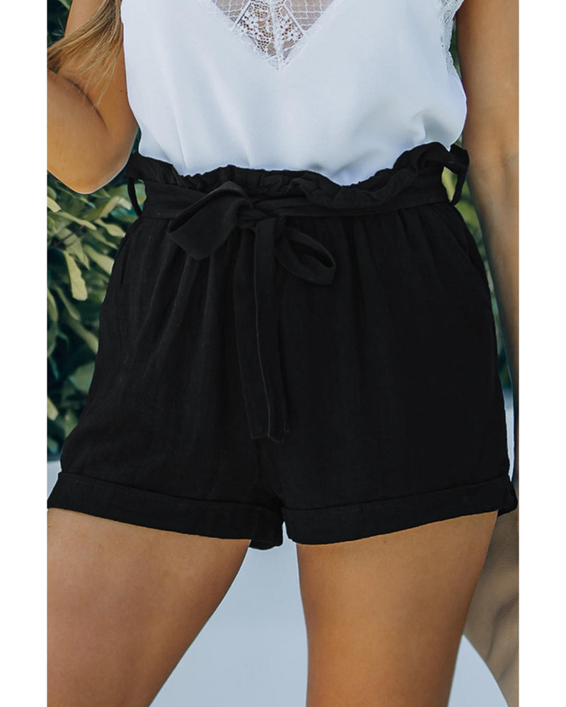 Azura Exchange Paper Bag Waist Cotton Shorts - S