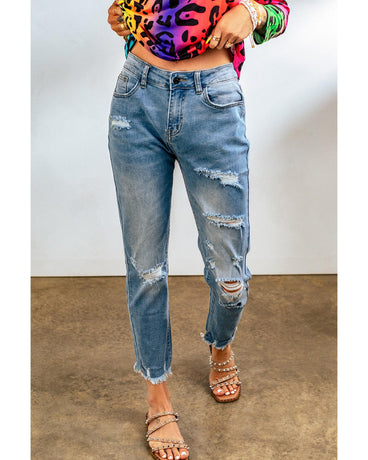 Azura Exchange Distressed Boyfriend Denim Pants - L