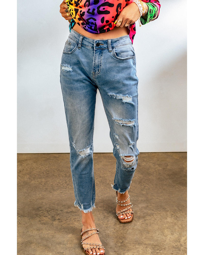 Azura Exchange Distressed Boyfriend Denim Pants - L