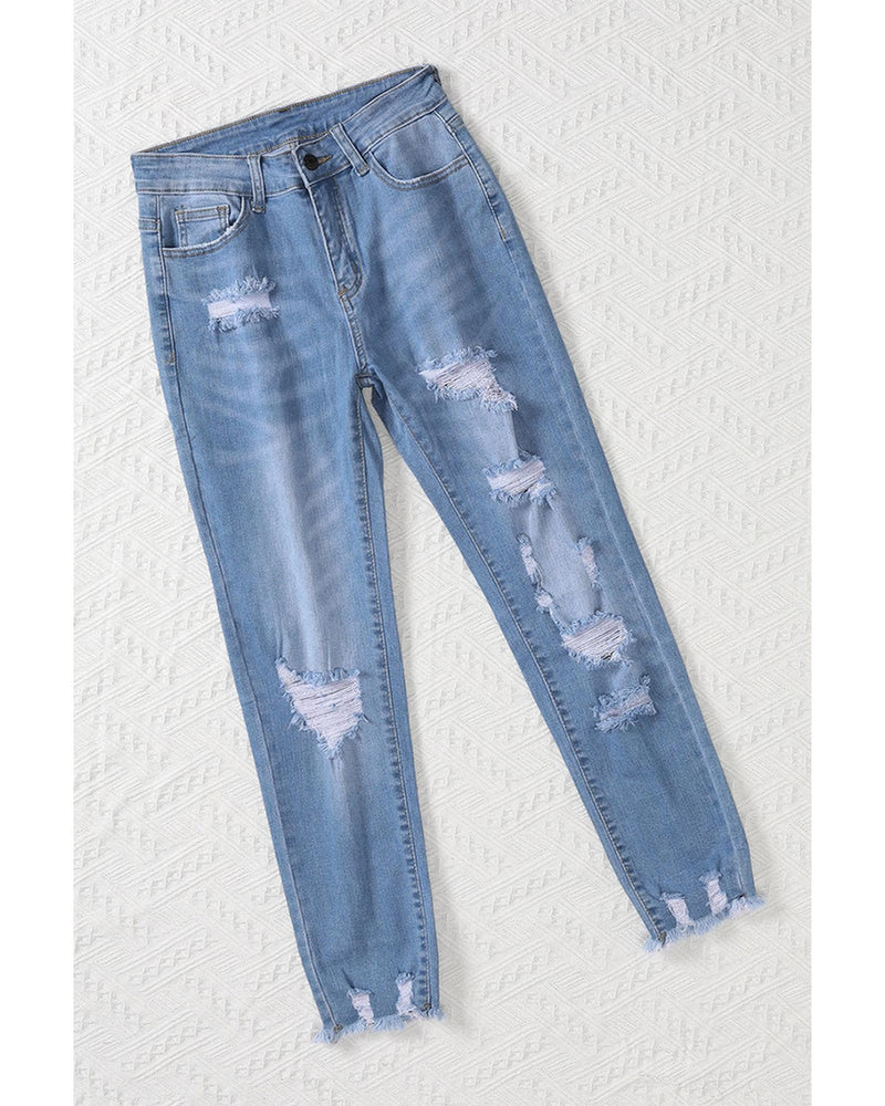 Azura Exchange Distressed Boyfriend Denim Pants - L