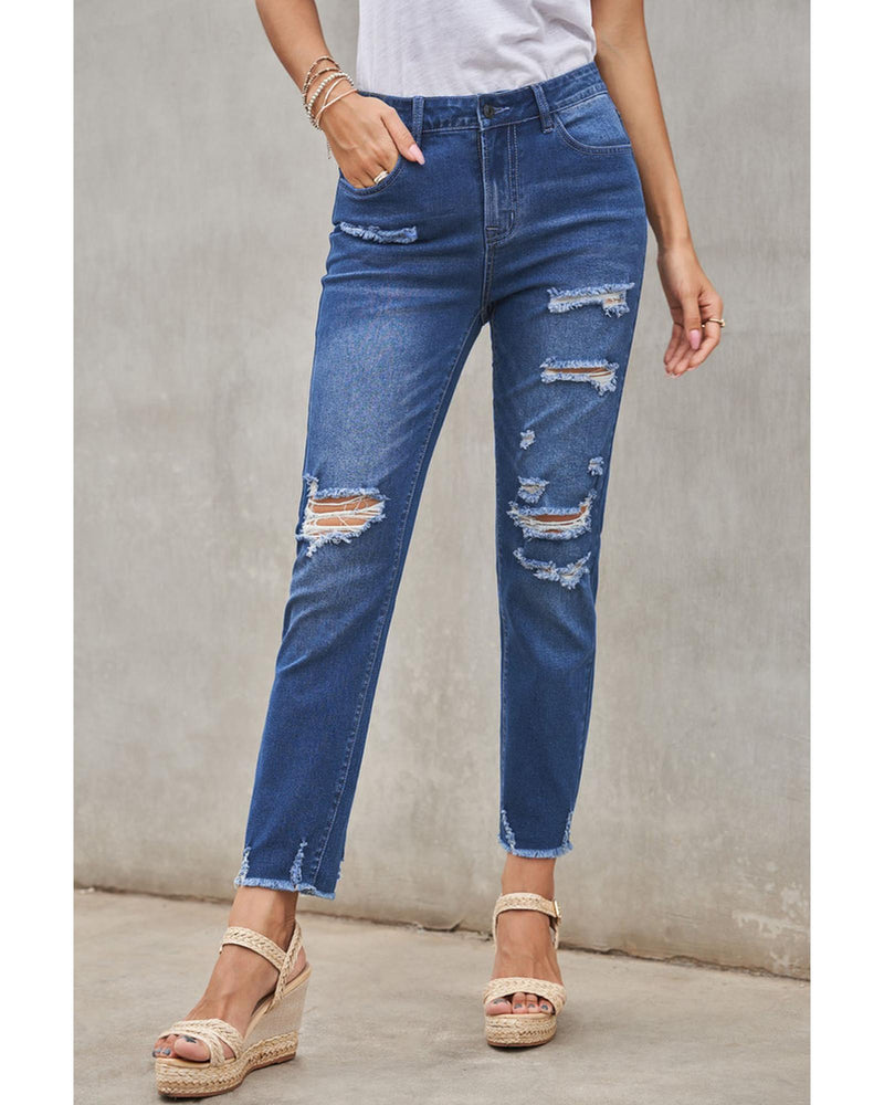 Azura Exchange Distressed Boyfriend Denim Pants - M