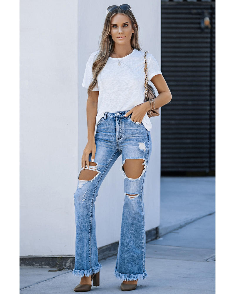 Azura Exchange Distressed Flare Leg Jeans - 14 US