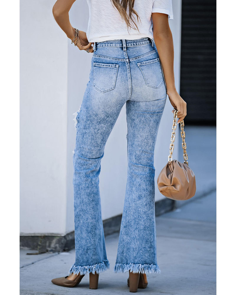 Azura Exchange Distressed Flare Leg Jeans - 14 US