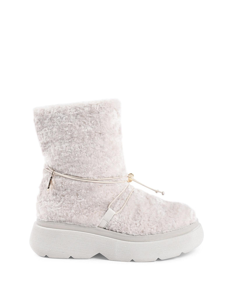 Shearling Drawstring Platform Ankle Boot