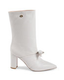 Pointed Toe Bow Boot with Gold Logo Detail - 37 EU