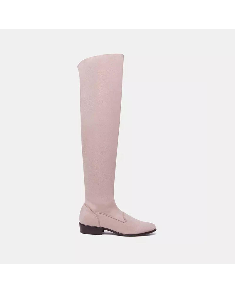 Beige Suede Leather Knee-High Boots 39 EU Women