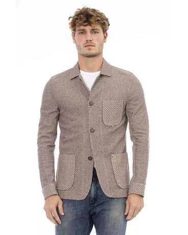 Classic Button-Front Fabric Jacket with Front Pockets 46 IT Men