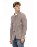 Classic Button-Front Fabric Jacket with Front Pockets 46 IT Men