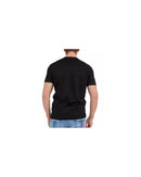 Black Cotton T-Shirt with Contrasting Logo Stamps M Men