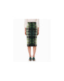 Wool Blend Knit Tartan Motif Skirt with Side Zip Closure 40 IT Women