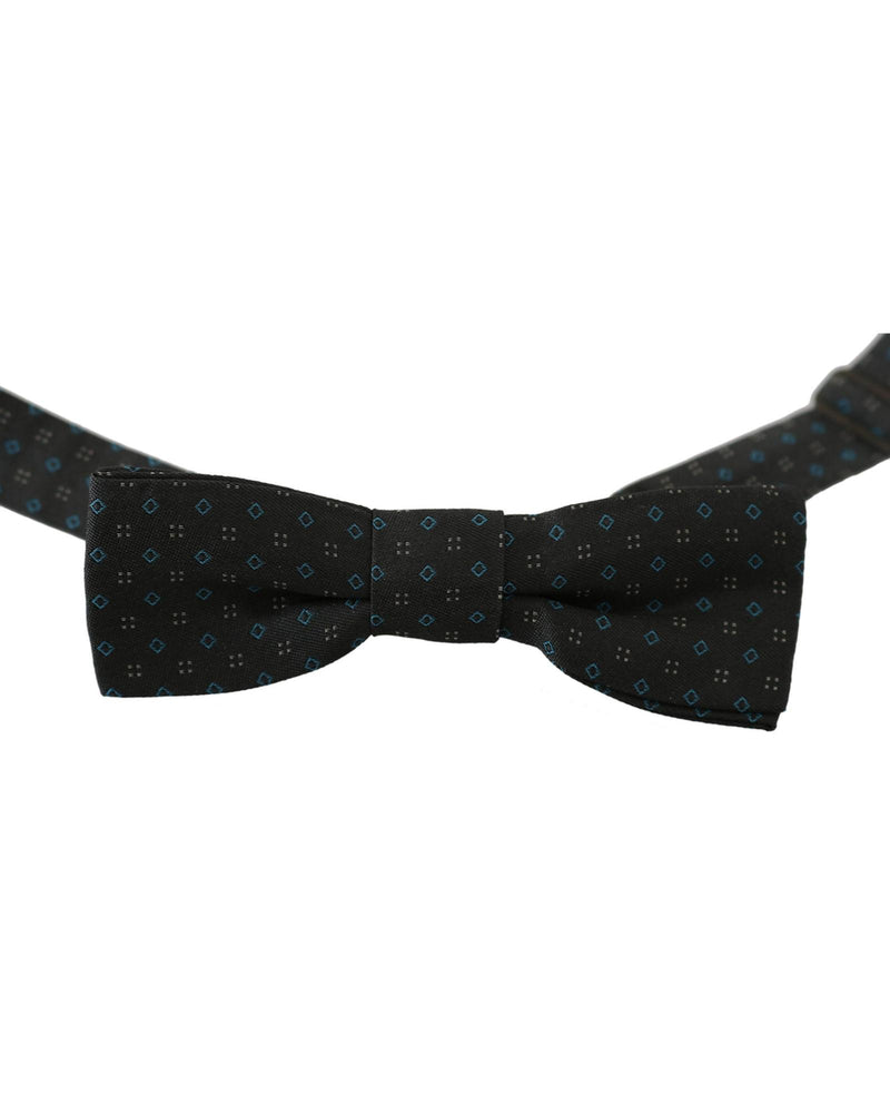 Dolce &amp; Gabbana Gray Patterned Silk Bow Tie One Size Men