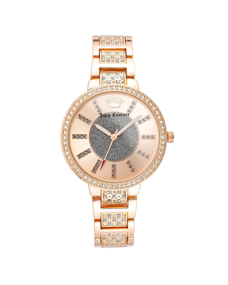 Rose Gold Metal Fashion Watch with Rhine Stone Facing