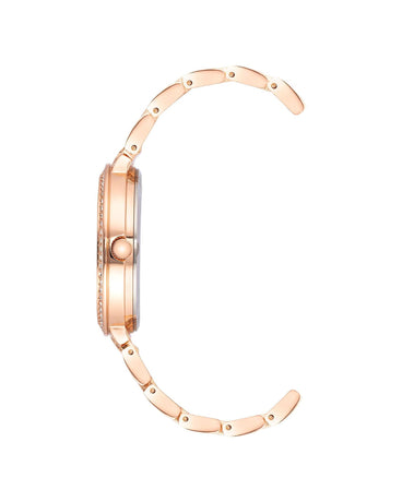 Rose Gold Metal Fashion Watch with Rhine Stone Facing