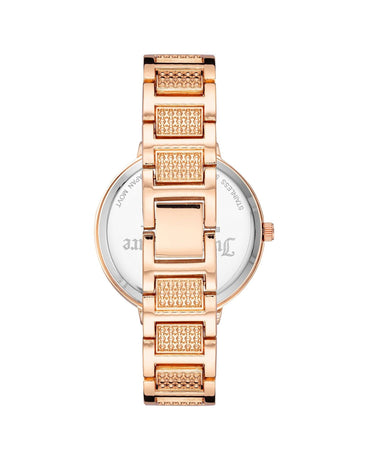 Rose Gold Metal Fashion Watch with Rhine Stone Facing