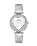 Silver Fashion Watch with Rhinestone Detail One Size Women