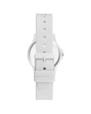 White Quartz Fashion Watch with Rhinestone Detail