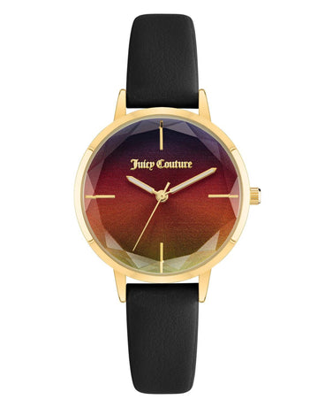 Gold Fashion Womens Analog Quartz Watch with Black Leatherette Wristband One Size Women